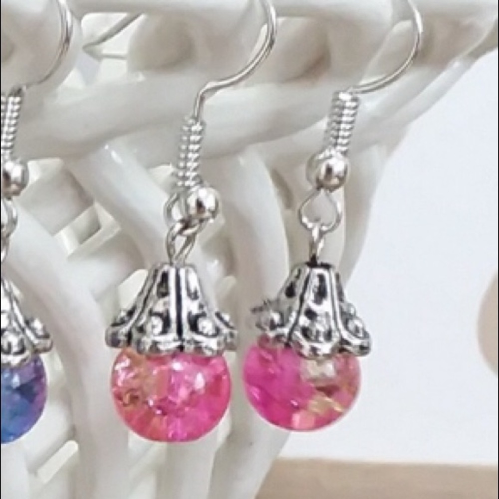 Crackled Glass Fashion Earrings